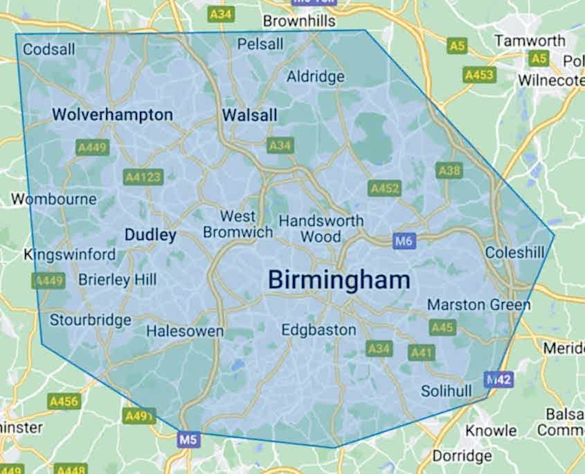 cleaners birmingham map